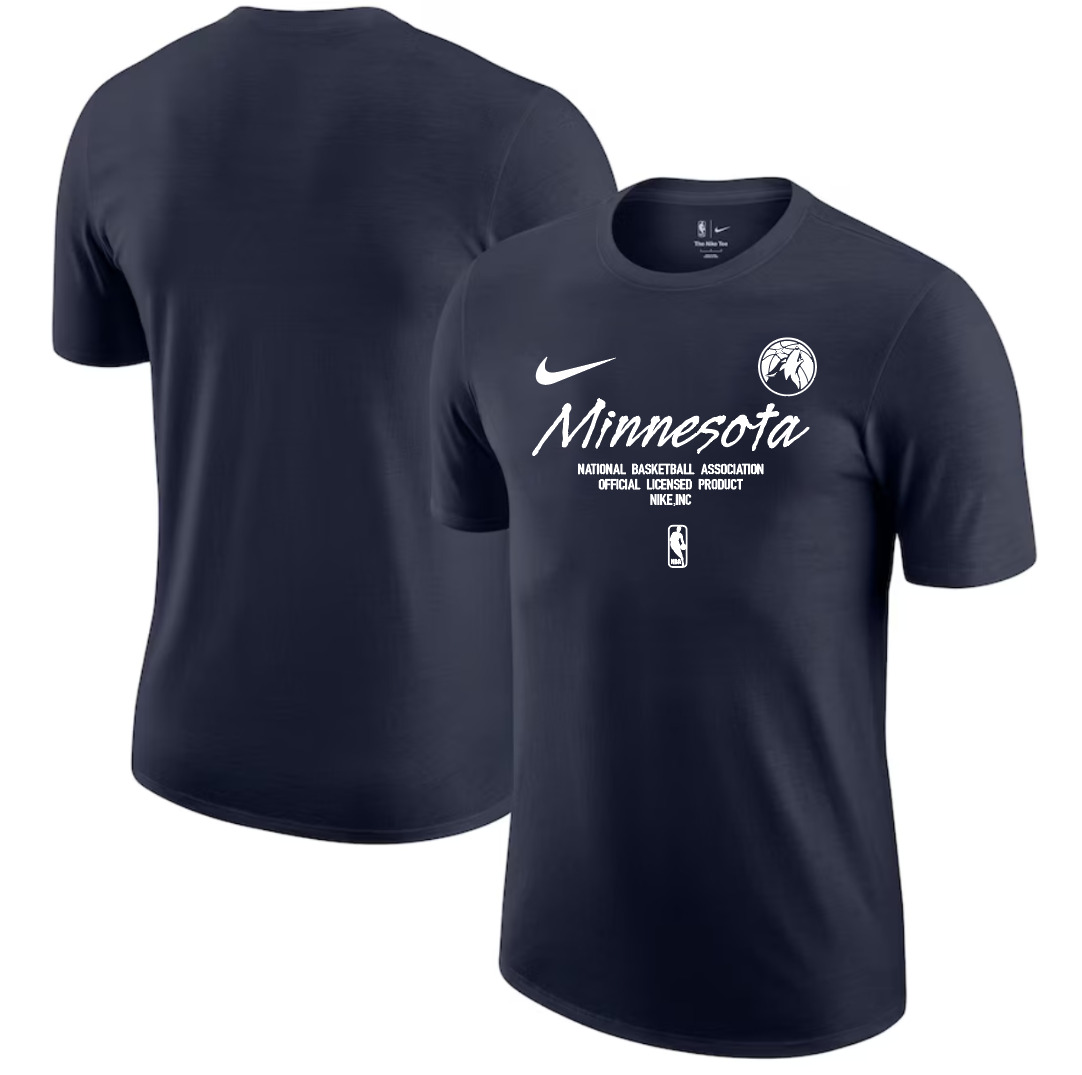 Men 2025 NBA Minnesota Timberwolves Drak Blue Nike T shirts style 3